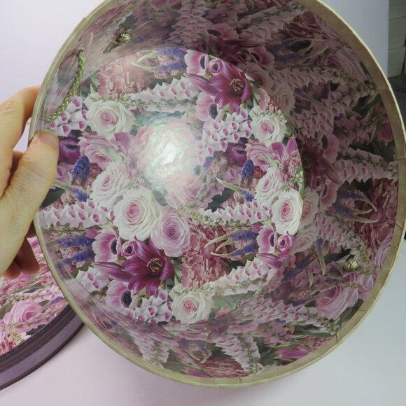 Vintage Floral Purple Violet Flowers hat box - Picture 6 of 7